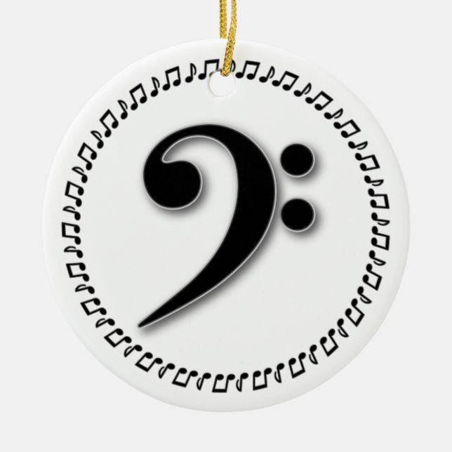 Bass Clef Music Note Design Ceramic Tree Decoration (Front)
