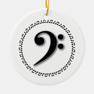 Bass Clef Music Note Design Ceramic Tree Decoration