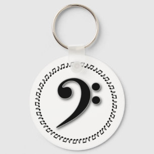 Bass Clef Music Note Design Key Ring