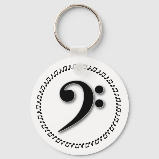 Bass Clef Music Note Design Key Ring (Front)