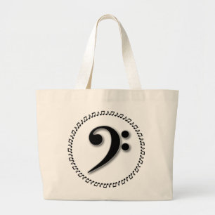 Bass Clef Music Note Design Large Tote Bag