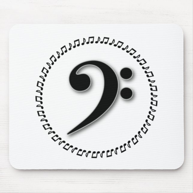 Bass Clef Music Note Design Mouse Mat (Front)