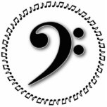Bass Clef Music Note Design Photo Sculpture Magnet<br><div class="desc">In this simple, black and white design, the bass clef (also known as the f clef) is surrounded by eighth notes in a circular pattern. Ideal for chorus, choir, and band. Would be a great gift for a director, composer, accompanist, or pianist. Use customise button to add names/message to this...</div>
