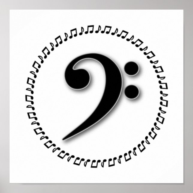 Bass Clef Music Note Design Poster (Front)