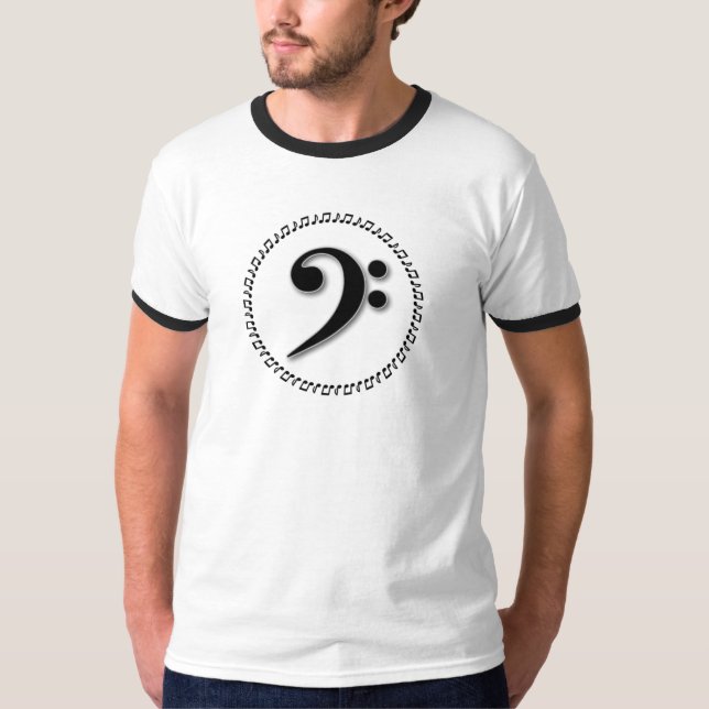 Bass Clef Music Note Design T-Shirt (Front)