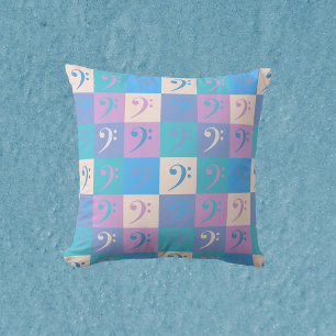 Bass Clef Music Pastel Colours Pattern Cushion