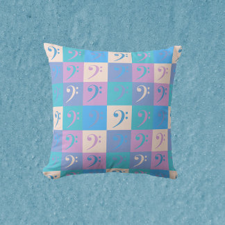 Bass Clef Music Pastel Colours Pattern Cushion