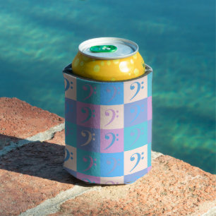 Bass Clef Music Pattern Pastel Can Cooler