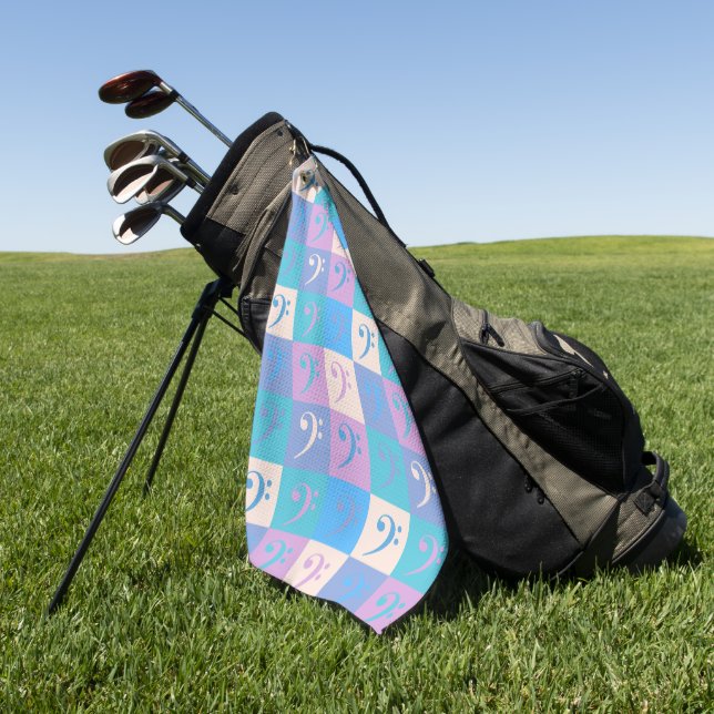 Bass Clef Music Pattern Pastel Golf Towel (Green)