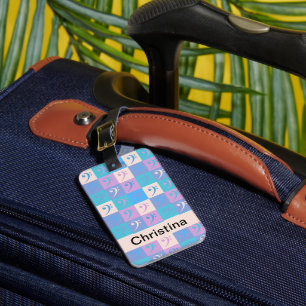 Bass Clef Music Pattern Pastel Personalise Luggage Tag