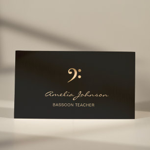 Bass Clef Music Teacher Gold&Black Professional Business Card