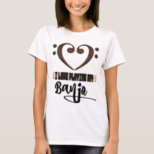 Bass Clef Musical Heart I Love Playing My Banjo T-Shirt