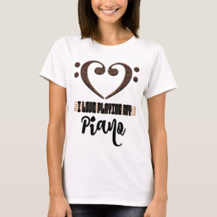 Bass Clef Musical Heart I Love Playing My Piano T-Shirt