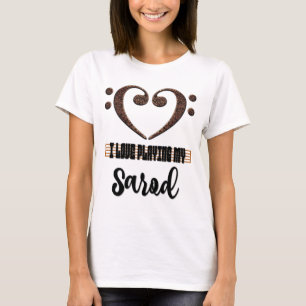 Bass Clef Musical Heart I Love Playing My Sarod T-Shirt