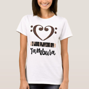 Bass Clef Musical Heart I Love Playing My Tambura T-Shirt