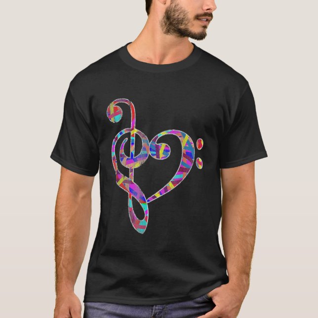 Bass Clef Musician Valentines Day Gifts Treble Cle T-Shirt (Front)