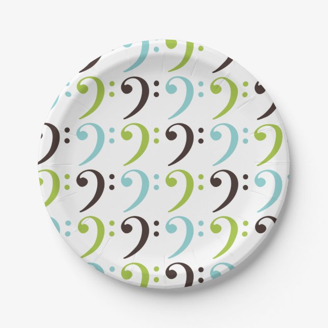 Bass Clef Pattern Paper Plate (Front)