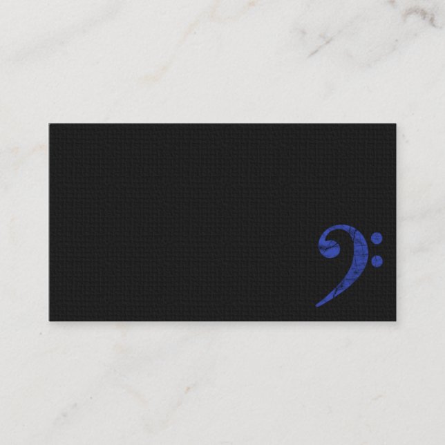 Bass Clef Symbol. Blue Musician Business Card (Front)
