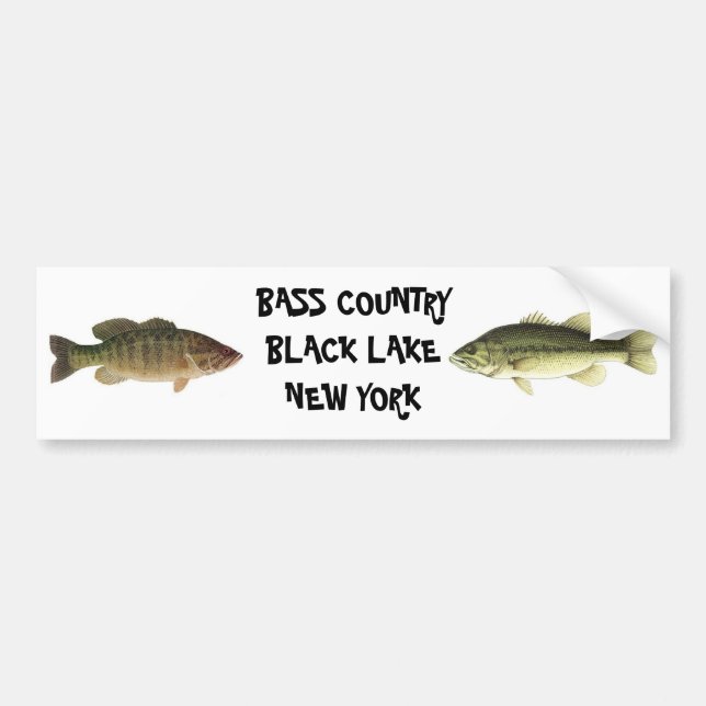 BASS COUNTRY BLACK LAKE NEW YORK BUMPER STICKER (Front)