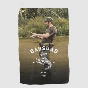 BASS DAD EVER Funny Fishing Father's Day  Golf Towel