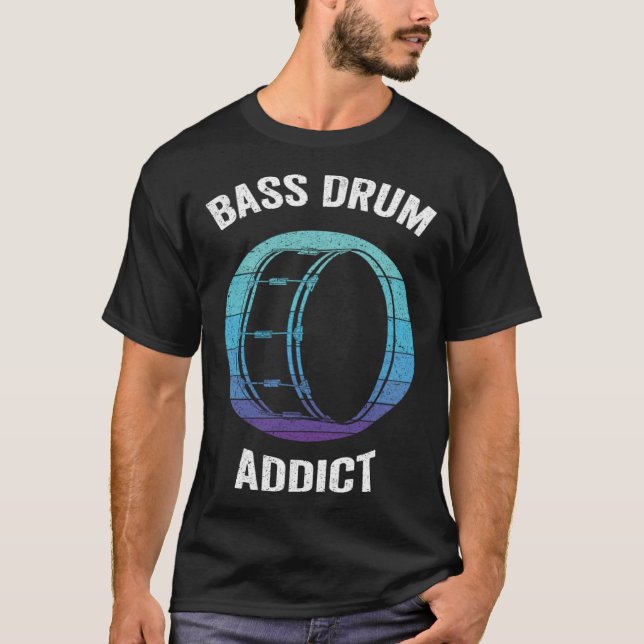 Bass Drum Addict Vintage Kick Drums T-Shirt (Front)