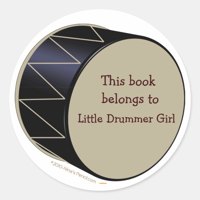 Bass Drum Bookplate Customisable Sticker Template (Front)