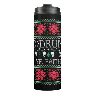 Bass Drum Drummer Christmas Ugly Sweater Gift Thermal Tumbler