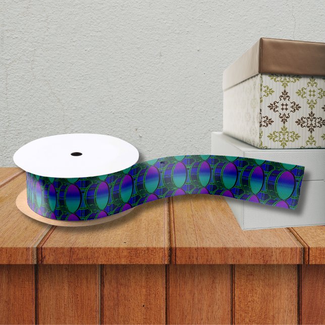 Bass Drum Shades of Blue Pattern Ribbon Satin Ribbon (Bass Drum Shades of Blue Pattern Ribbon)