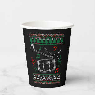 Bass Drum Ugly Christmas Sweater Paper Cups