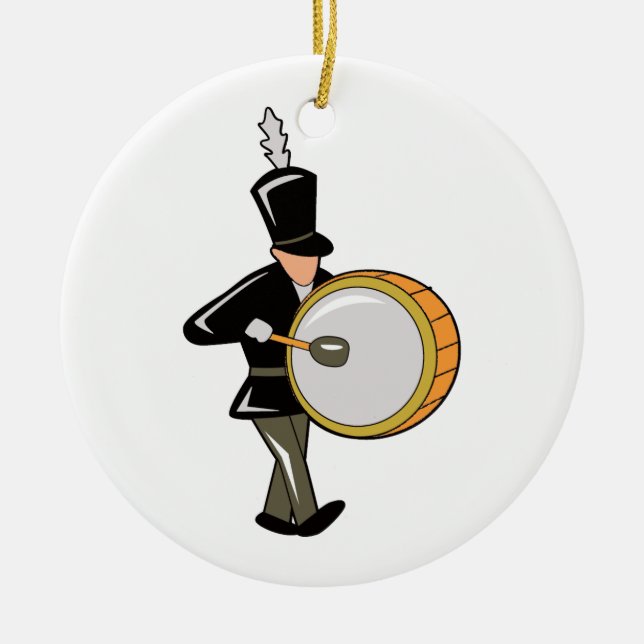 bass drummer marching black abstract.png ceramic tree decoration (Front)