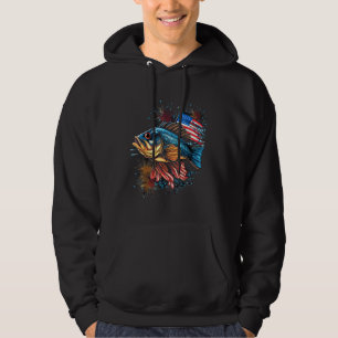 Bass Fish American Flag Patriotic Fishing Hoodie