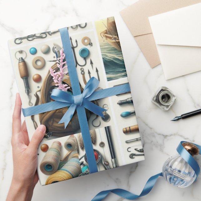 Bass Fish and Tackle For Him Gift Wrapping Paper (Gifting)