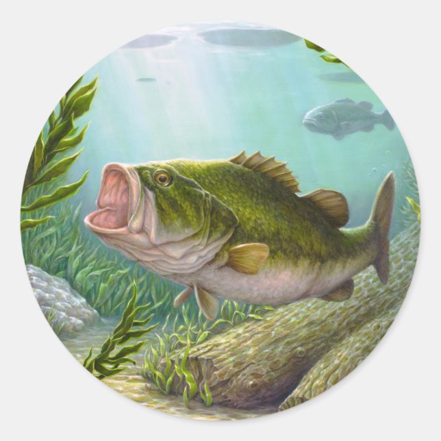 Bass Fish Classic Round Sticker (Front)