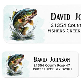 Bass Fish Fisherman Return Address