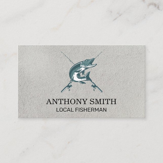 Bass Fish | Fishing Poles Icon Business Card (Front)