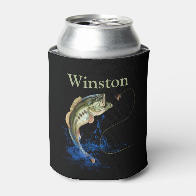 Bass Fish Fly Fishing Lure First Name Can Cooler (Can Front)