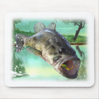 bass fish green mouse mat