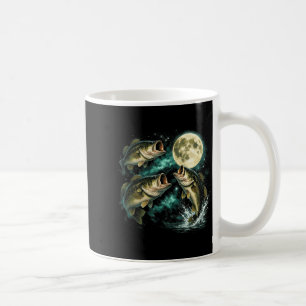 Bass fish howling to the moon vintage angler coffee mug