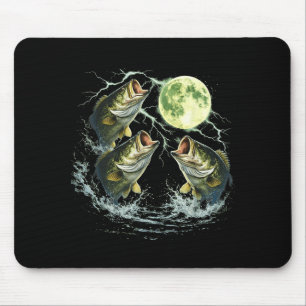 Bass fish howling to the moon vintage angler mouse mat