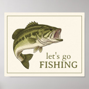 Bass Fish Let's Go Fishing Personalised Poster