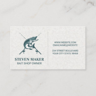 Bass Fish Logo and Fishing Poles Business Card