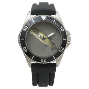 Bass Fish Men's Black Rubber Strap Watch