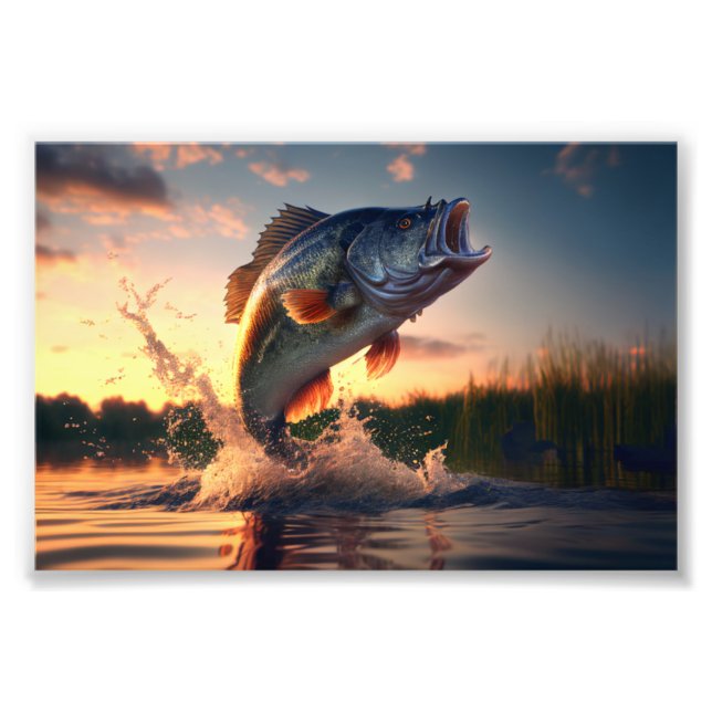 Bass Fish, Outdoor Art, Fishing Art, Love Fishing Photo Print (Front)