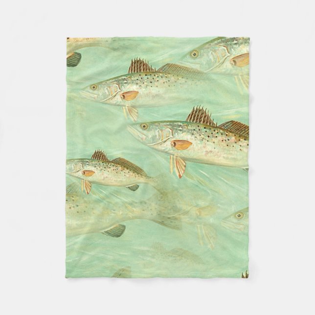 Bass Fish Pattern  Fleece Blanket (Front)