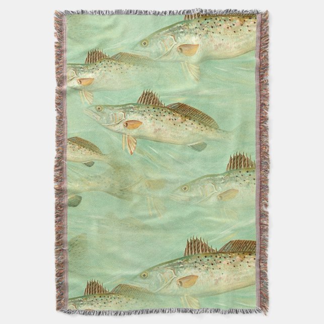 Bass Fish Pattern  Throw Blanket (Front Vertical)
