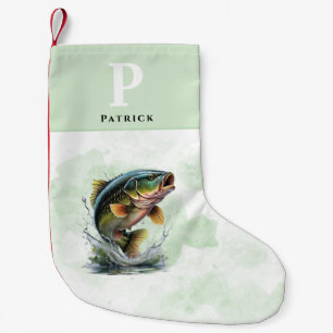 Bass Fish Personalized Fisherman Small Christmas Stocking