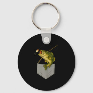 Bass fish pocket funny fishing graphic for men key ring