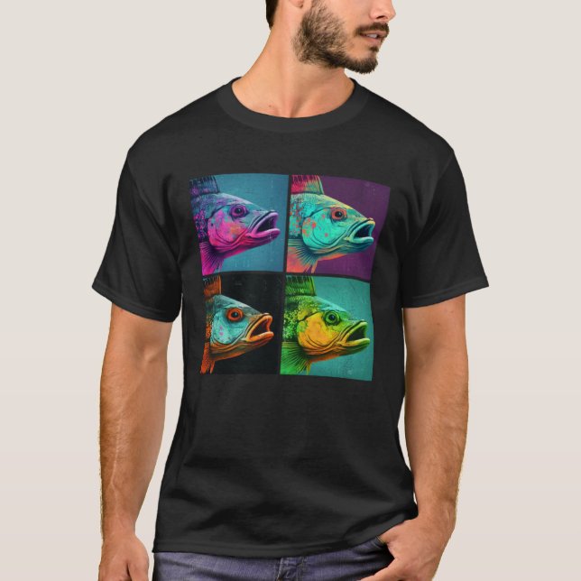 Bass Fish Pop Illustration Colorful Animal Women T-Shirt (Front)