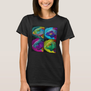 Bass Fish Pop Illustration Colourful Animal Women T-Shirt