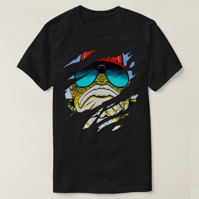 Bass Fish Scratch  Love Fishing  T-Shirt (Design Front)